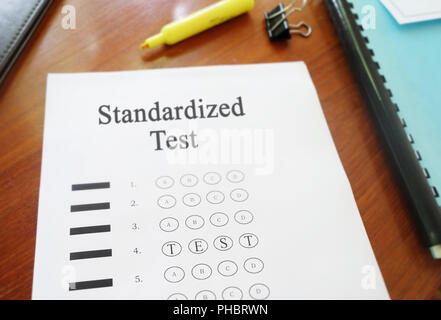 Multiple Choice standardisierten Test Stockfoto