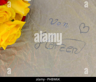 Foto Strauß auf alten Holz Hintergrund Stockfoto