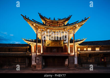 Die drei terrassenförmig angelegten Pavillon, Shaxi, Provinz Yunnan, China, Asien Stockfoto