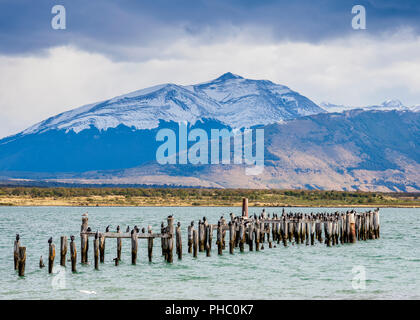 Gaffos Pier, Admiral Montt Golf, Puerto Natales, Ultima Esperanza Provinz Patagonien, Chile, Südamerika Stockfoto