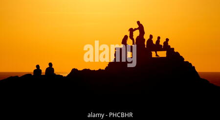 Sonnenuntergang am "Weit de Punta Nati', Menorca. Stockfoto