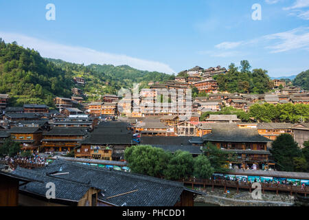 Qian Hu Miao Zhai tagsüber Dorf Landschaft, alten chinesischen kulturellen Standort Stockfoto