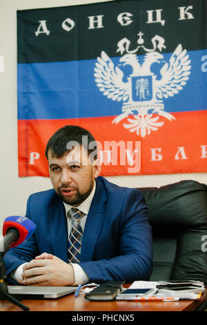 Denis Pushilin, Vorsitzender der selbst erklärten Donezk beliebte Republik (DNR), Kreml unterstützten separatistischen Regierung, die die Kontrolle der Donbass region Stockfoto