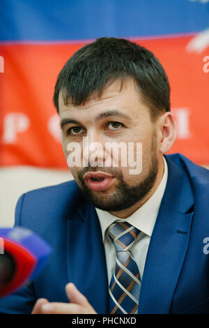 Denis Pushilin, Vorsitzender der selbst erklärten Donezk beliebte Republik (DNR), Kreml unterstützten separatistischen Regierung, die die Kontrolle der Donbass region Stockfoto