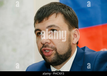 Denis Pushilin, Vorsitzender der selbst erklärten Donezk beliebte Republik (DNR), Kreml unterstützten separatistischen Regierung, die die Kontrolle der Donbass region Stockfoto