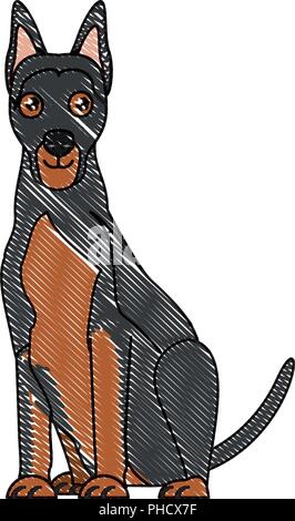 Süße Dobermann hund Symbol über Hintergrund, Vector Illustration Stock Vektor