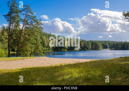 Farbenprächtige Herbstlandschaft im Wald See, Estland Stockfoto