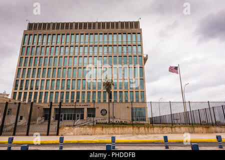 Havanna, Kuba/März 21, 2016: Die Botschaft der Vereinigten Staaten von Amerika in Havanna sind die Vereinigten Staaten von Amerika der diplomatischen Mission in Kuba. Stockfoto