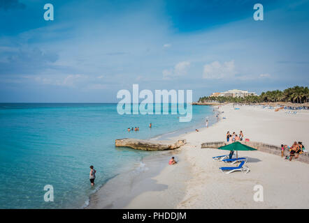 Varadero, Kuba/19. März 2016: Ansicht des Strandes von Varadero. Stockfoto