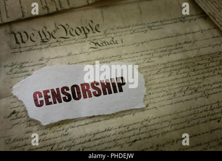 Die Freiheit der Rede und Zensur Stockfoto