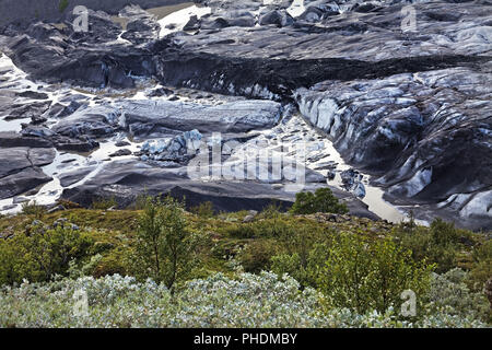 Gletscher im Nationalpark Vatnajoekull Svinafellsjoekull, Osten Island, Island, Europa Stockfoto