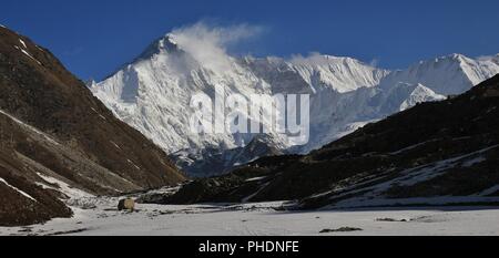 Mount Cho Oyu von Gokyo, Nepal gesehen. Stockfoto