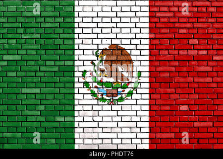 Flagge Mexikos auf Mauer gemalt Stockfoto