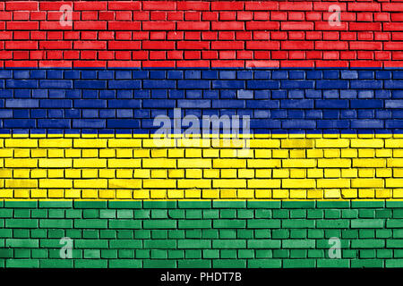 Flagge von Mauritius auf die Mauer gemalt Stockfoto