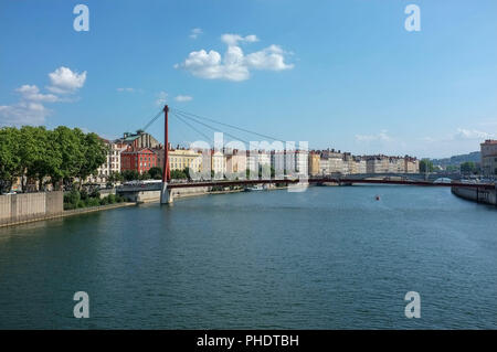 Passerelle du Palais de Justice, Gateway Gerichtsgebäude, über der Saône in Lyon Frankreich Stockfoto