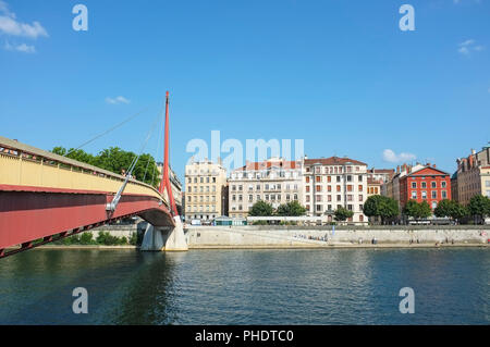 Passerelle du Palais de Justice, Gateway Gerichtsgebäude, über der Saône in Lyon Frankreich Stockfoto