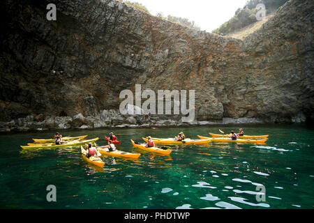 Kajak in Costa Brava. L Estartit. Girona. Catalunya. Spanien Stockfoto