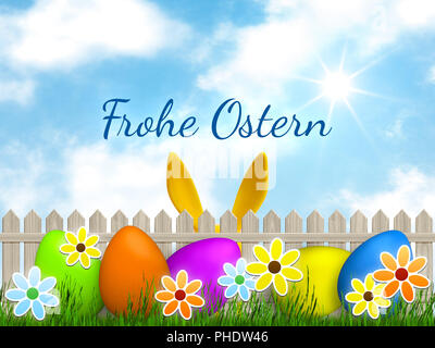 Eine Grafik mit Ostern Frohe Ostern in deutscher Sprache Stockfoto