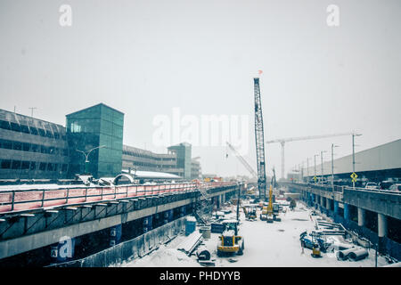 Snowy Wetter rund um Charlotte Airport in North Carolina Stockfoto