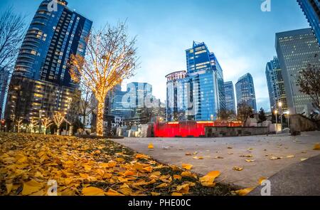 Am frühen Morgen in Charlotte NC in der Nähe von Romare Bearden Park Stockfoto