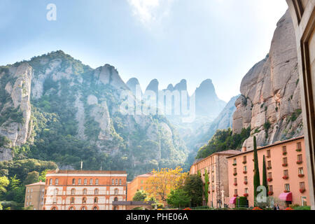 Blick vom Kloster Montserrat auf dem Berg Stockfoto