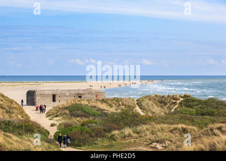 Leute, die an der Spitze von Skagen entfernt Stockfoto