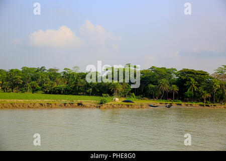 Erosion am Ufer des Flusses Tetulia, Patuakhali, Bangladesch Stockfoto