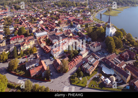 Mariefred, Schweden - August 18, 2018: Blick über die Stadt Mariefred und die Innenstadt. Stockfoto