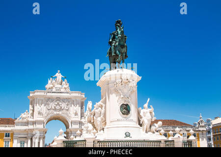 Reiterstandbild von König Jose ich auf Commerce Plaza in Lissabon, Portugal Stockfoto
