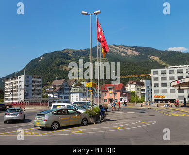 Arth, Schweiz - 19. Juli 2018: Die Gebäude der Stadt von Arth ab Bahnhofstrasse Street gesehen. Der Gemeinde Arth ist ein Teil der Gemeinde von Stockfoto