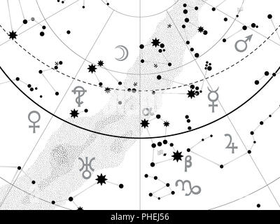 Fragment des astronomischen himmlischen Atlas Stockfoto