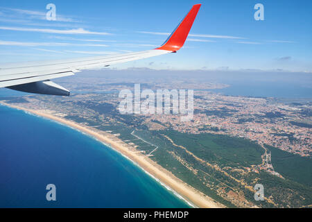 Der Blick auf die Costa da Caparica. Almada. Portugal Stockfoto