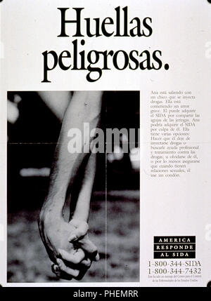 1980s Era HIV-AIDS-Prävention im Öffentlichen Dienst Poster Stockfoto