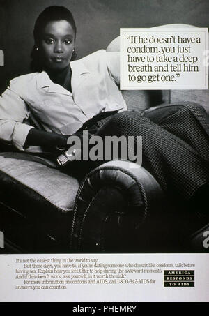 1980s Era HIV-AIDS-Prävention im Öffentlichen Dienst Poster Stockfoto