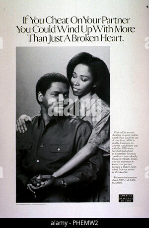 1980s Era HIV-AIDS-Prävention im Öffentlichen Dienst Poster Stockfoto