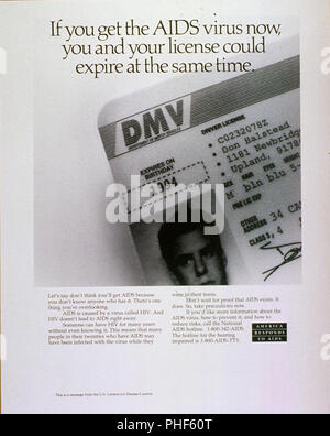 1980s Era HIV-AIDS-Prävention im Öffentlichen Dienst Poster Stockfoto