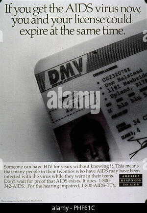 1980s Era HIV-AIDS-Prävention im Öffentlichen Dienst Poster Stockfoto