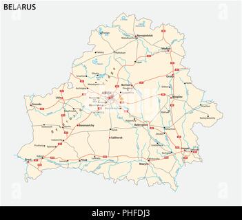 Vektor road map der Republik Belarus. Stock Vektor