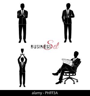 Geschäftsmann, Mann in einem Geschäft in unterschiedlichen Posen Stock Vektor