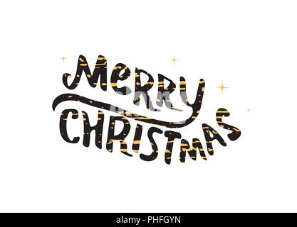 Frohe Weihnachten Pinsel handschriftliche Schriftzug. Kreative Text mit trockenen Pinsel Textur für Urlaub Design Cards und Banner. Vector Illustration. Stock Vektor
