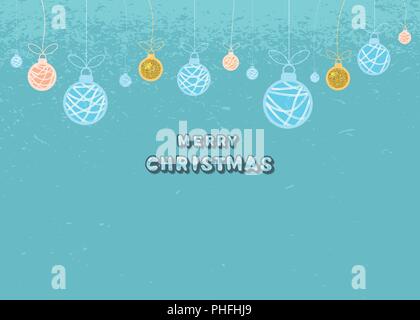 Frohe Weihnachten Gruß Vorlage. Kreative Schriftzug mit decotated Christmas-tree-Kugeln. Kreative Text mit Dekoration für Ihren Urlaub zu gestalten. Element Stock Vektor