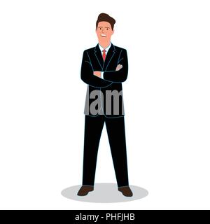 Geschäftsmann verschränkte die Arme. Vector Illustration auf weißem Hintergrund Stock Vektor