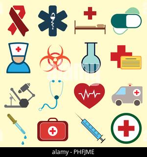 Medizinischen farbige Symbole Vector Illustration Stock Vektor