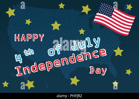 Am 4. Juli, USA Independence day Gruß. Am 4.Juli typografische Gestaltung. Verwendbar für Grußkarten, Banner, Drucken. Stock Vektor