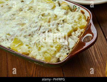 Portugiesisch Bacalhau com Natas Stockfoto