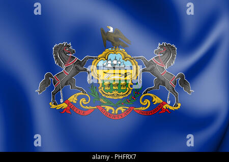 3D Flagge von Pennsylvania, USA. 3D Illustration. Stockfoto