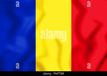 3D-Flagge Rumänien. 3D-Darstellung. Stockfoto