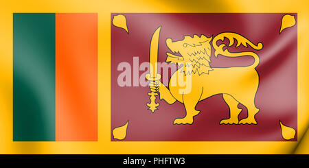 3D-Flagge von Sri Lanka. 3D-Darstellung. Stockfoto