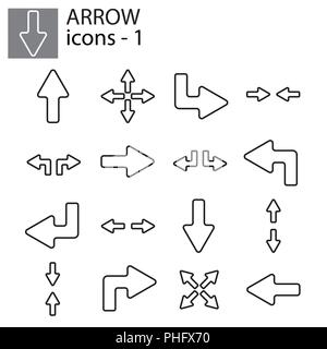 Web Icons Set-Line Pfeile schwarz auf weißem Hintergrund Stock Vektor