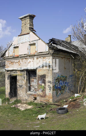 Niedergebrannten Haus Stockfoto